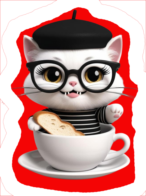 Cat with beret sticker