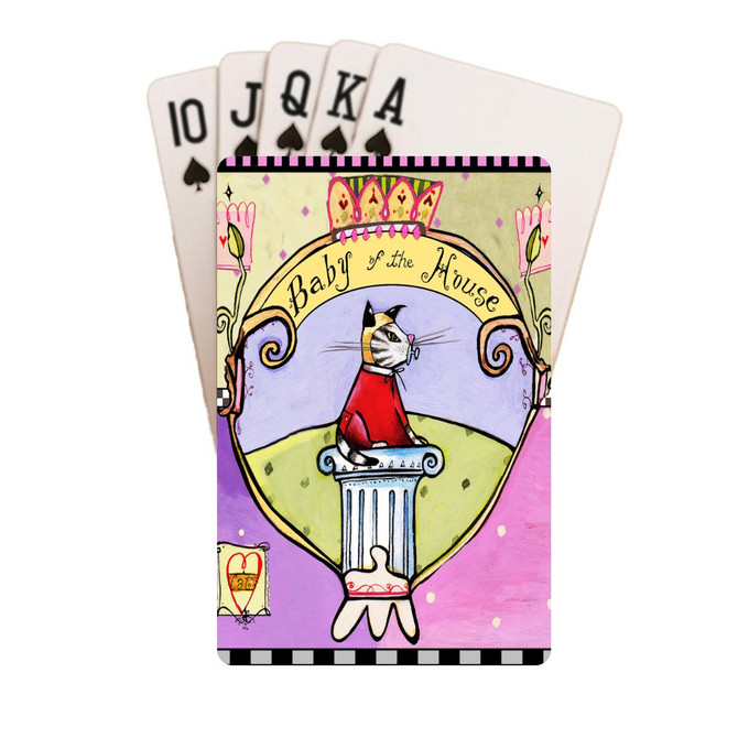 Baby of the house playing cards in metal box