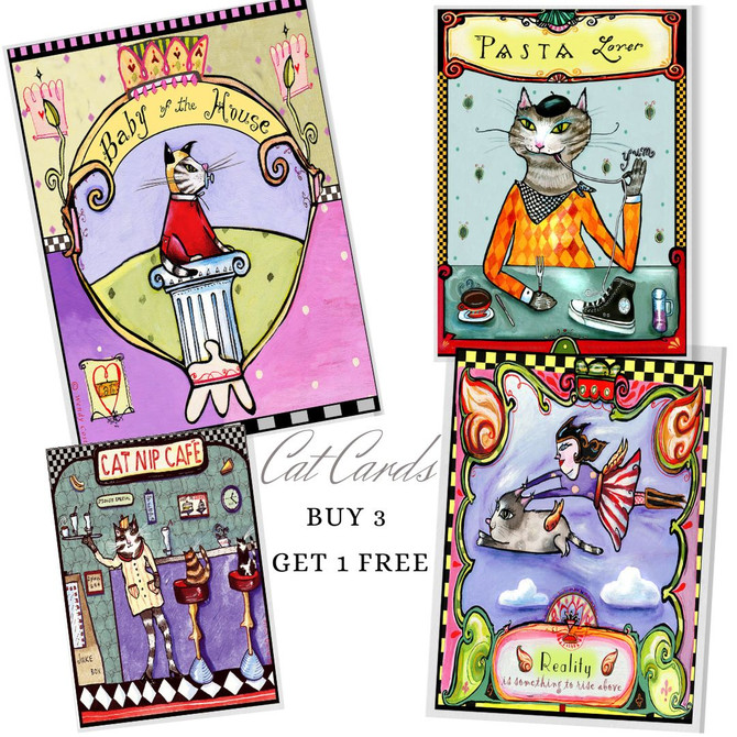 Cat art card assortment