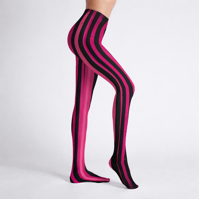 Distressed pink stripe tights