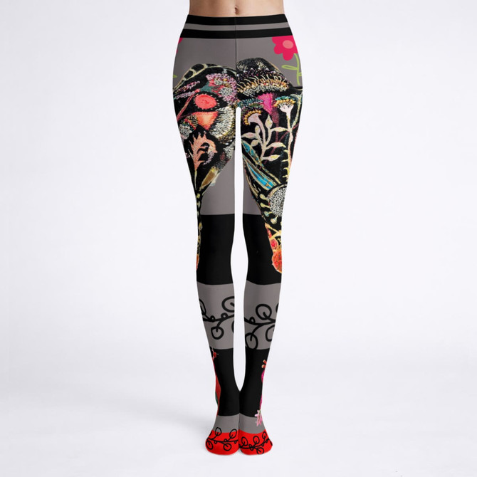 Gray heart Tights
