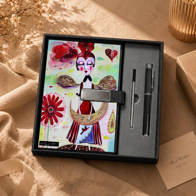 Red harlequin journal & pen set
