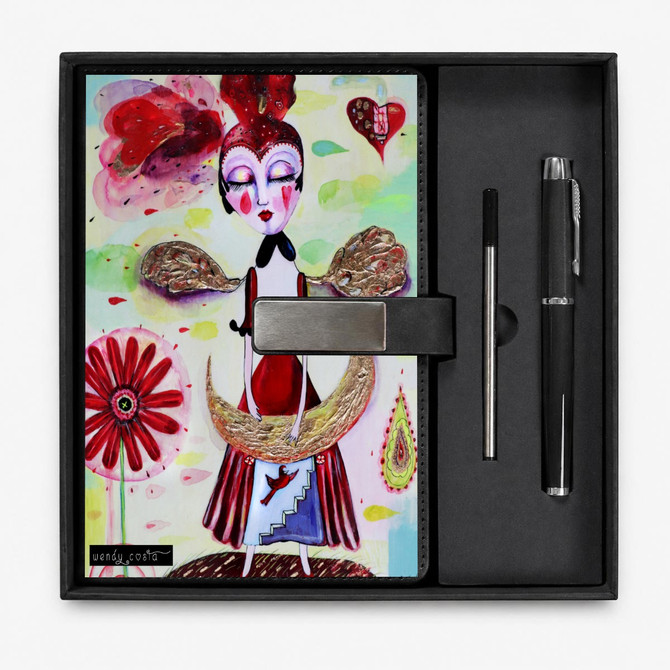 Red harlequin journal & pen set