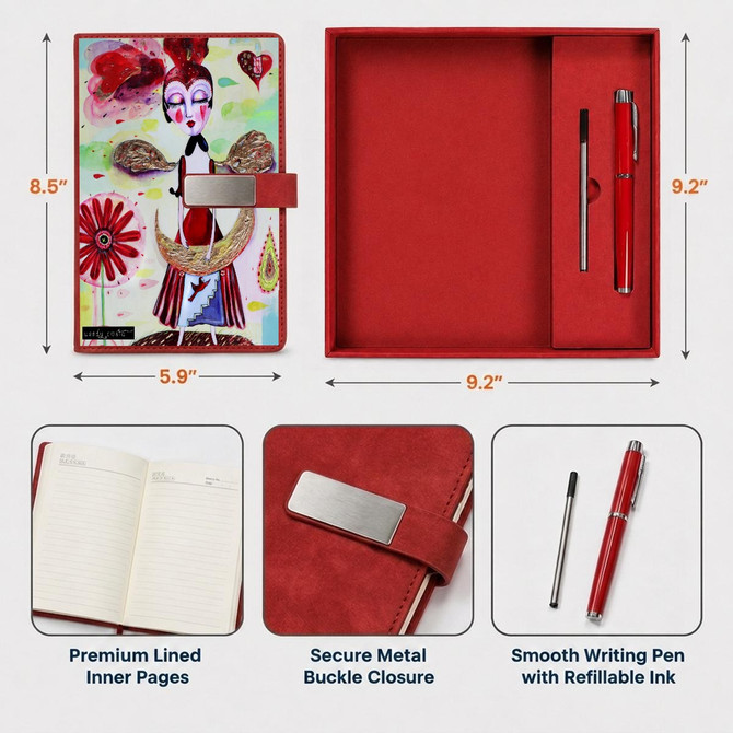 Red harlequin journal & pen set