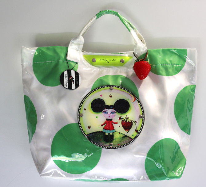 Cookie Puss tote green check