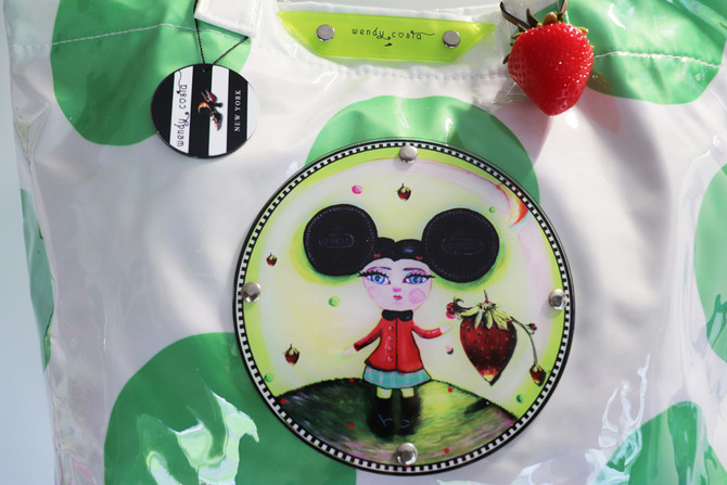 Cookie Puss tote green check
