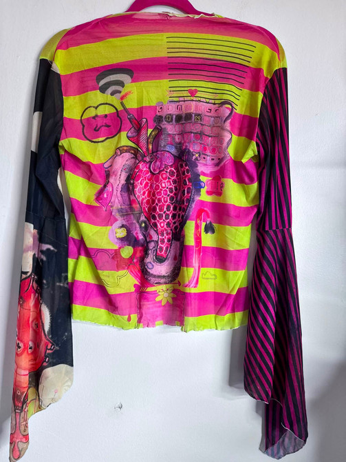 SOLD SAMPLE SALE punk heart mesh top bell sleeve
