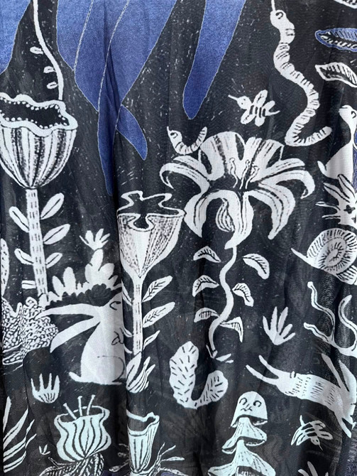 SAMPLE SALE blue rabbit garden short sleeve mesh top