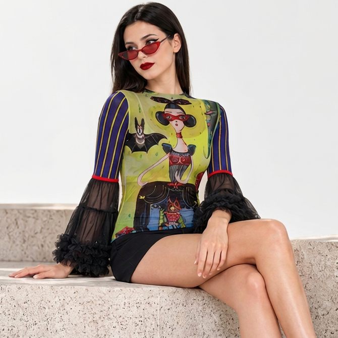 Madeline top in bat girl design