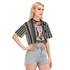 Stripey typewriter crop top 100% cotton