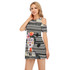 Typewriter shoulder cut out dress 100% cotton