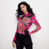 Magenta Heart Long Sleeve Mesh Top