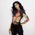 Robot heart black long sleeve mesh top