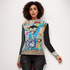 City Coffee Blue Long Sleeve Mesh Top