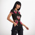 Black pink Short Sleeve Mesh Top
