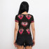 Black pink Short Sleeve Mesh Top
