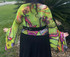 Chartreuse shoes Bell Bottom Sleeve Mesh Top