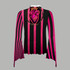 Pink stripe bell sleeve mesh top