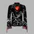 Black white sacred heart bell sleeve mesh top