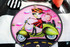 Vespa girl checkered tote