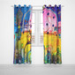 Blue purple abstract curtains with grommets