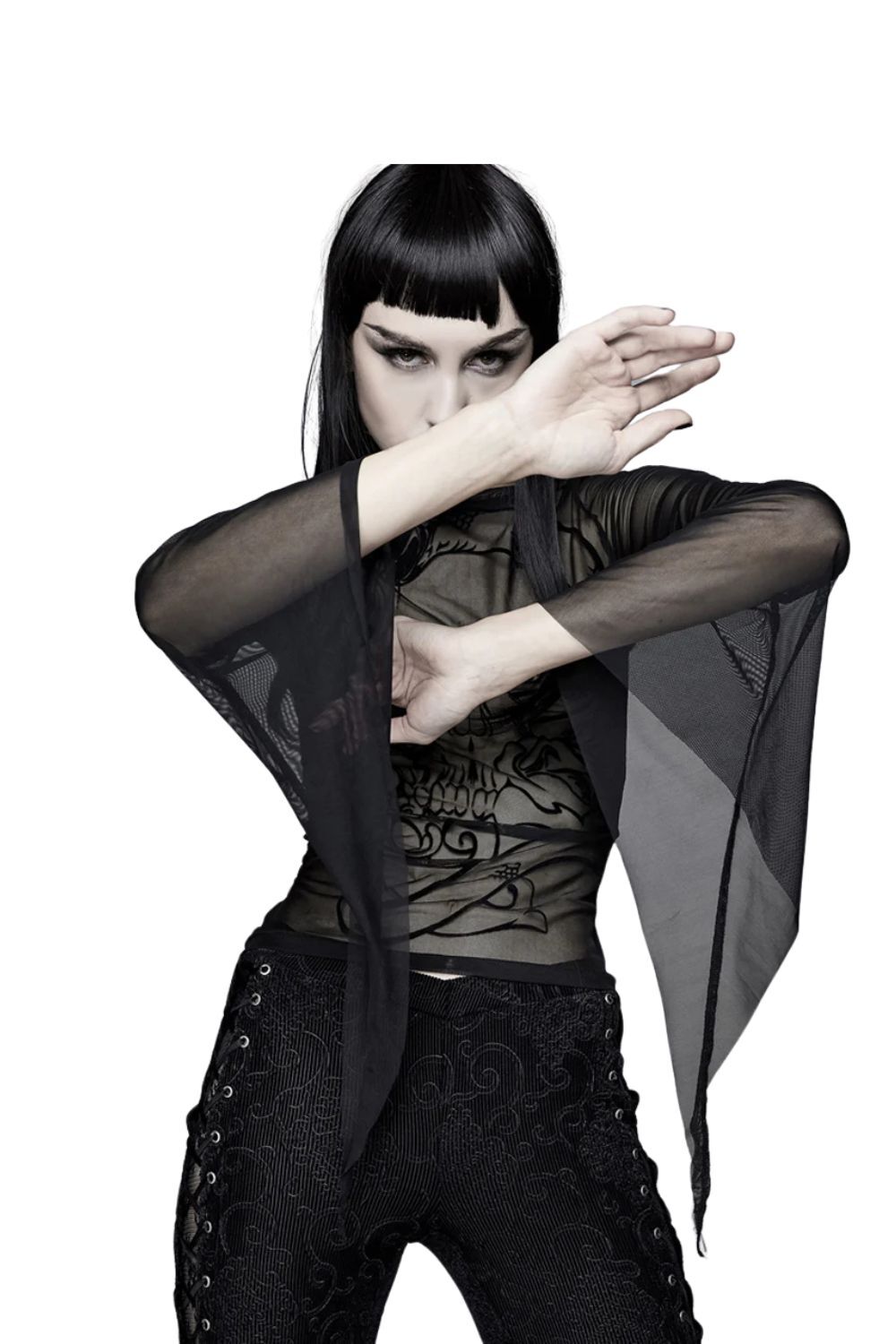 Bell Bottom sleeve mesh tops
