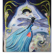 Dragonfly  & girl ceramic tile