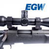 Right-side view of the EGW HD 2-Piece Picatinny Rail 0 MOA mounts installed on a Remington 700/Bergara B14 Long Action receiver with EGW scope rings and a scope.