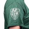 EGW eagle logo printed on the right side of shirt sleeve