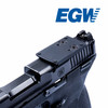 Top-down view of a Smith & Wesson M&P .22 Magnum/5.7 slide featuring the Red Dot Adapter Plate securely mounted. The image showcases the mount’s precise machining, screw hole alignment, and low-profile design for seamless integration with the slide.