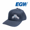 Clean front 3/4 product view of the EGW Zeroed Hat. Features a bold competition-inspired graphic of a 1911/2011 pistol equipped with a red dot sight on the front panel. Structured fit with pre-curved bill.