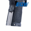Right-side view of a Springfield Prodigy pistol featuring the EGW Stainless Steel Mainspring Housing installed in the compact grip module. The image showcases the seamless fit of the precision-machined stainless steel mainspring housing and its 25 LPI checkering, enhancing both grip and appearance while maintaining the factory profile of the pistol. Compatible with the Springfield Prodigy 3.5-inch and 4.25-inch models equipped with the compact grip module.