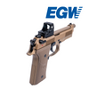 Rear three-quarter view of a Beretta 92 RDO pistol equipped with the EGW Holosun K Series Sight Mount and a Vortex Defender red dot sight. The image showcases the rear profile of the pistol, optic, and mounting plate, highlighting the low-profile fit, precise alignment, and seamless integration with the factory optics-ready slide. Designed for Beretta 92 RDO pistols and compatible with Holosun K Series, Vortex Defender CCW, Vortex Defender ST, Shield RMS-C, Shield RMS, Shield SMS, and Leupold DeltaPoint Pro footprint optics, providing a secure and reliable mounting solution for defensive, competition, and recreational shooting.