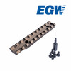 EGW Burnt Bronze Picatinny Scope Rail for Henry Big Boy H006 and H012 rifles. This precision-machined optics mounting rail is shown in a 3/4 view with the included mounting screws. The Picatinny rail provides a solid mounting platform for rifle scopes and red dot sights and features a durable burnt bronze finish.