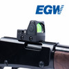 Front 3/4 view of the RMR/SRO and 407C/507C footprint sight mount installed on the Henry H001 3/8" dovetail with a red dot optic mounted.