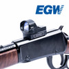 Front 3/4 view of the Vortex Viper/Venom sight mount installed on a Henry H001 rifle with a red dot sight mounted.