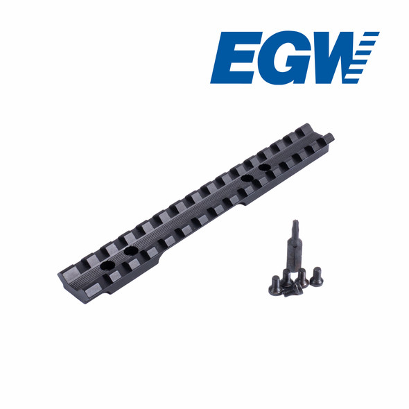 Front 3/4 view of the EGW 20 MOA Picatinny rail for the Winchester Xpert Magnum, precision machined for secure optic mounting.