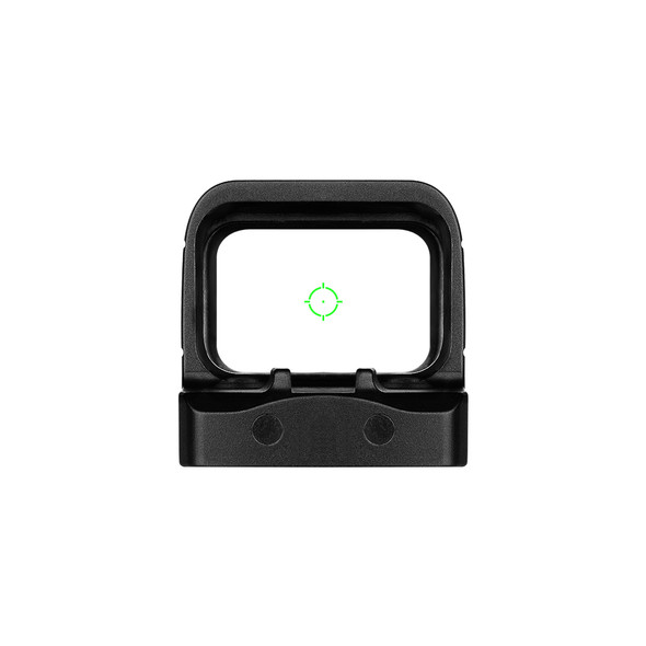 Rear view of the Osight SE RMSc footprint enclosed green dot sight, highlighting the large optic window and rear housing.