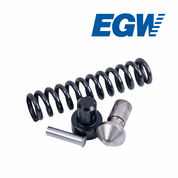 Compact Prodigy Stainless Steel Mainspring Housing Build Kit with 19 lb mainspring, showing all included pins, springs, and internal components for assembly.