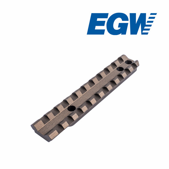 EGW Burnt Bronze Picatinny Scope Rail for Henry Big Boy H006 and H012 rifles. Precision-machined optics mounting rail shown in a 3/4 product view with a durable burnt bronze finish. Designed to provide a secure mounting platform for rifle scopes, red dot sights, and other Picatinny-compatible optics while complementing the appearance of the rifle.