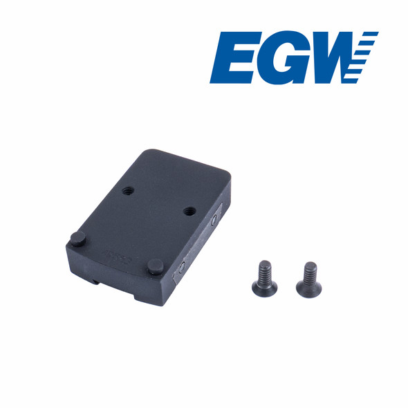 Top view of the RMR/SRO and 407C/507C footprint sight mount for the Henry H001 3/8" dovetail, shown with included mounting screws.