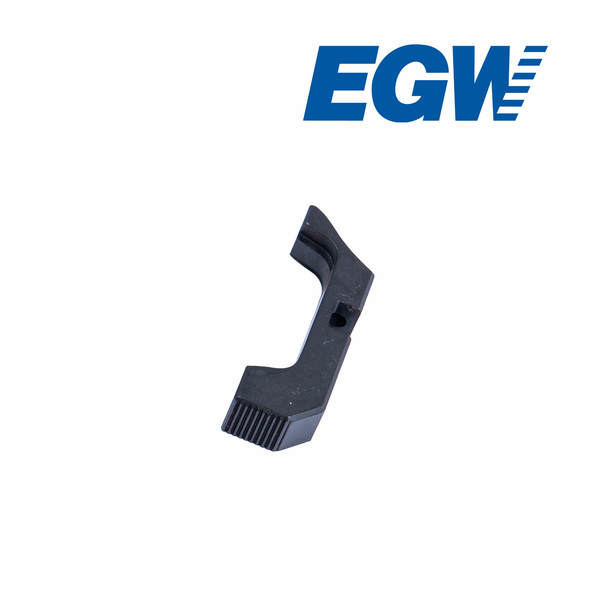 Full view of the EGW extended magazine catch and release for CZ P-07 and P-09, showing the complete CNC-machined mag catch body and extended release profile.