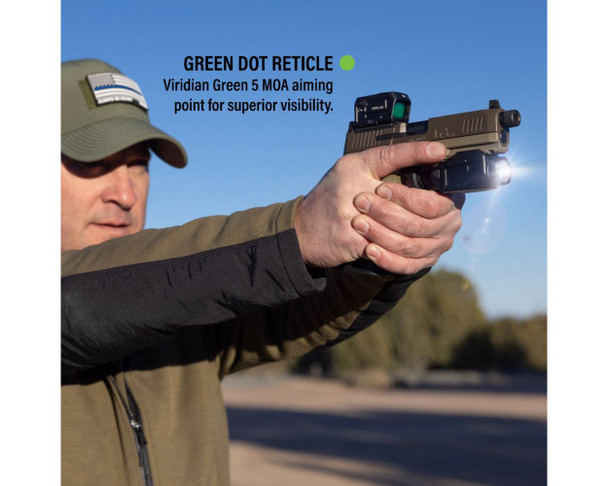 Viridian RFX45 Closed Emitter Green Dot Sight, ACRO Compatible, INSTANT-ON, includes Docter/FastFire/Venom Adapter