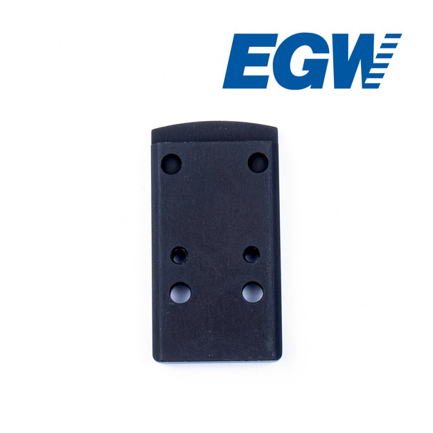 Bottom view of the Red Dot Adapter Plate designed for Smith & Wesson M&P .22 Magnum and 5.7 pistols. The image showcases the precise machining, threaded holes, and mounting points that ensure a secure and exact fit for compatible optics such as Vortex Viper, Venom, Burris FastFire, and Docter.