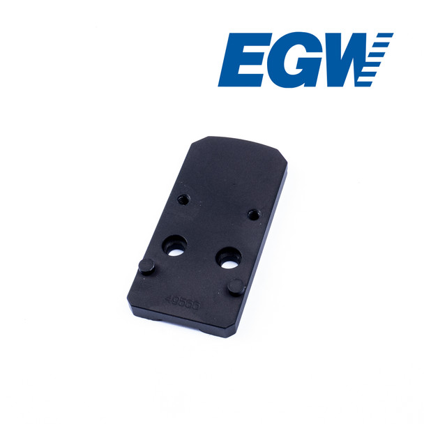 Front-angle shot of the EGW optic mount for Prodigy, highlighting the matte black finish and multi-footprint design. Precision fit for RMSc, Holosun K, and DeltaPoint Pro optics.