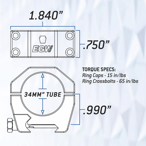 Bargain Bin - EGW Keystone 34mm Tube Scope Rings - .990" Low
