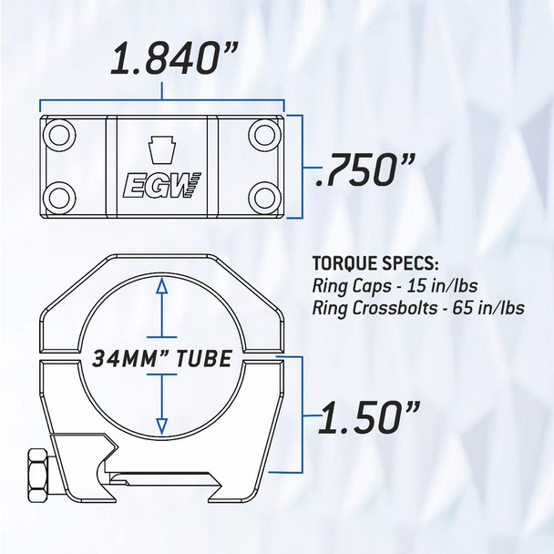 Bargain Bin - EGW Keystone 34mm Tube Scope Rings - 1.5" Extra High