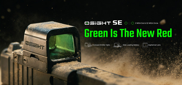 Osight SE RMSc Footprint Enclosed 2 MOA Green Dot & 32 MOA Circle Sight with Side-Loading Battery