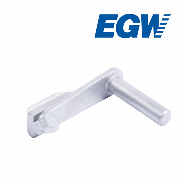 Rear 3/4 view of the EGW Double Stack .45 ACP Slide Stop with .200" pin, showing the internal contact area where the slide stop engages the magazine follower.