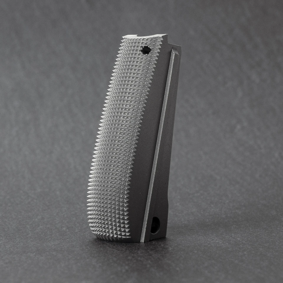 EGW Mainspring Housing Arched Checkered Stainless Steel-img-3